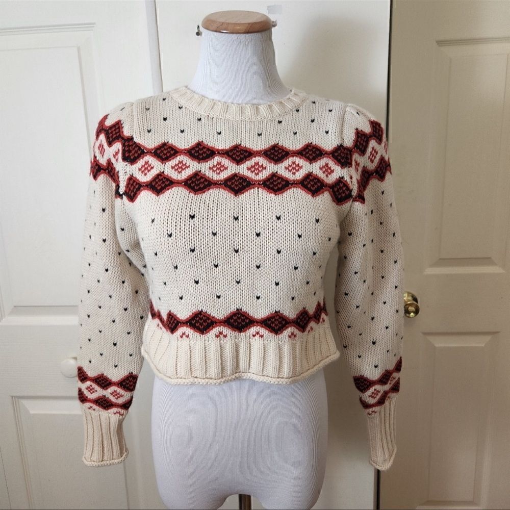 Zara Fair Isle Crop Sweater Small